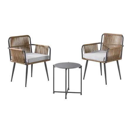 ALATERRE FURNITURE Alburgh All-Weather Outdoor Conversation Set with Two Rope Chairs and 18" H Cocktail Table AWWK013KK